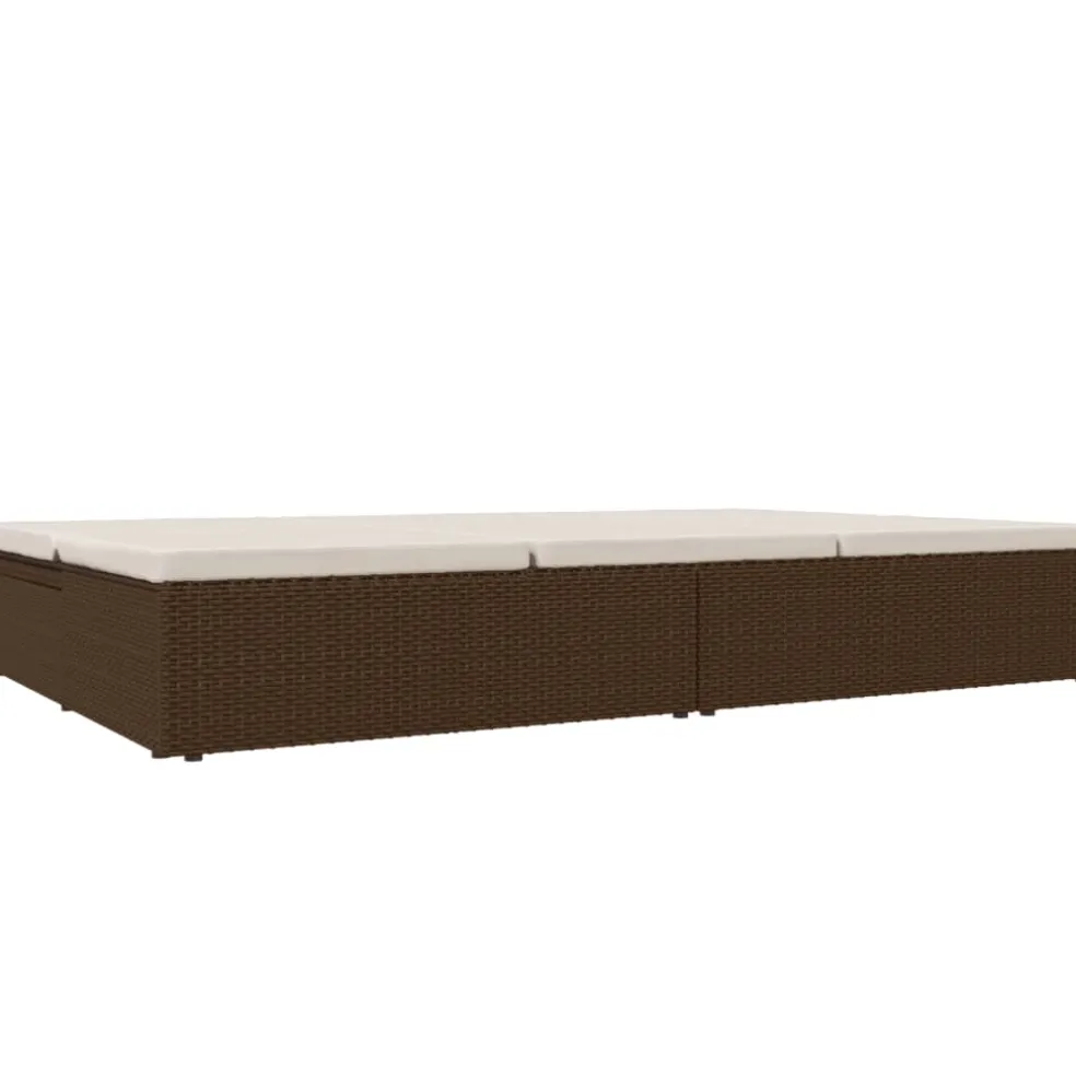 vidaXL Ligbed met kussens converteerbaar poly rattan bruin