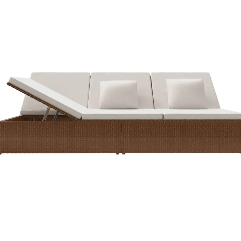 vidaXL Ligbed met kussens converteerbaar poly rattan bruin