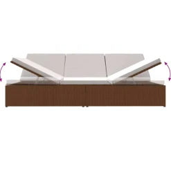 vidaXL Ligbed met kussens converteerbaar poly rattan bruin