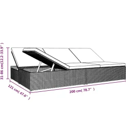 vidaXL Ligbed met kussens converteerbaar poly rattan bruin