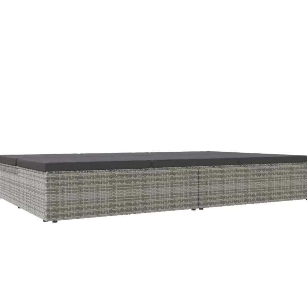 vidaXL Ligbed met kussens converteerbaar poly rattan donkergrijs