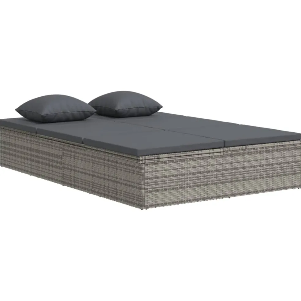 vidaXL Ligbed met kussens converteerbaar poly rattan donkergrijs