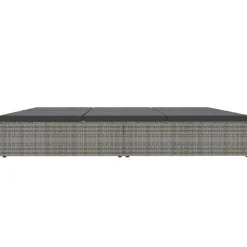 vidaXL Ligbed met kussens converteerbaar poly rattan donkergrijs