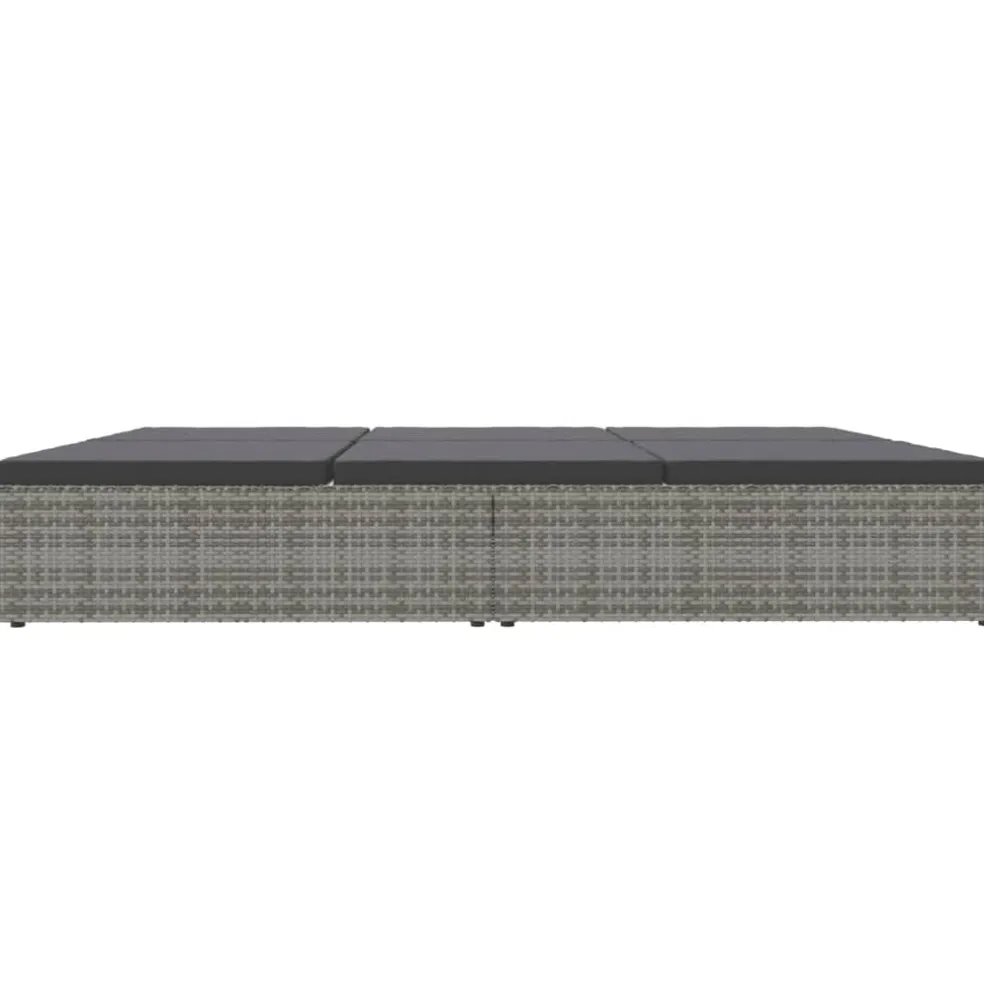 vidaXL Ligbed met kussens converteerbaar poly rattan donkergrijs