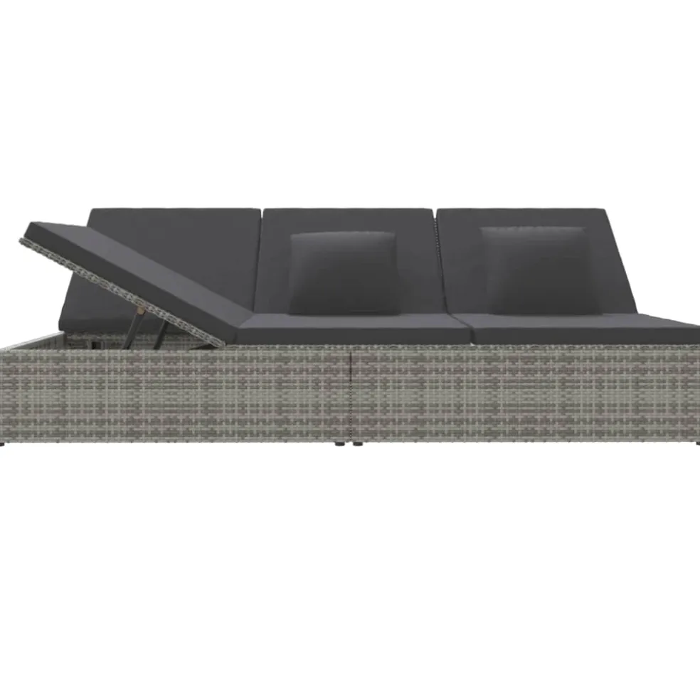 vidaXL Ligbed met kussens converteerbaar poly rattan donkergrijs