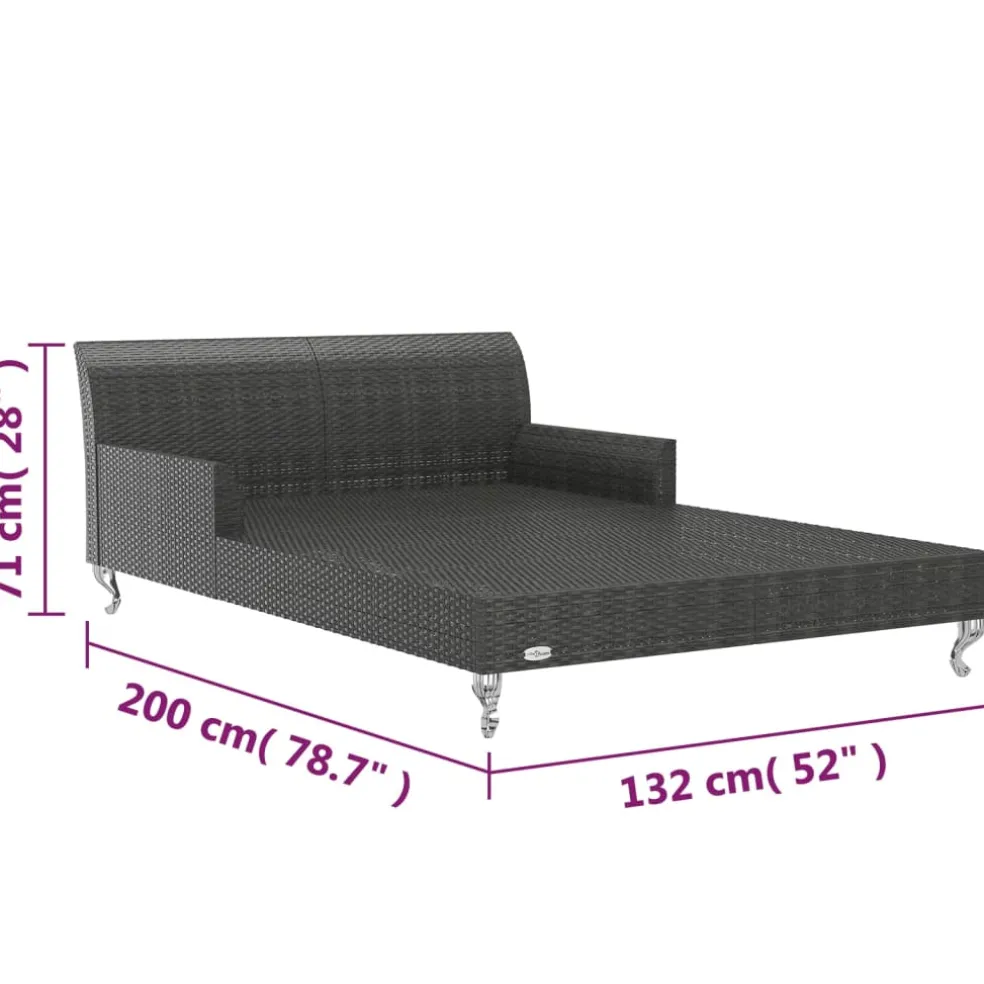 vidaXL Ligbed met kussens 2-persoons poly rattan zwart