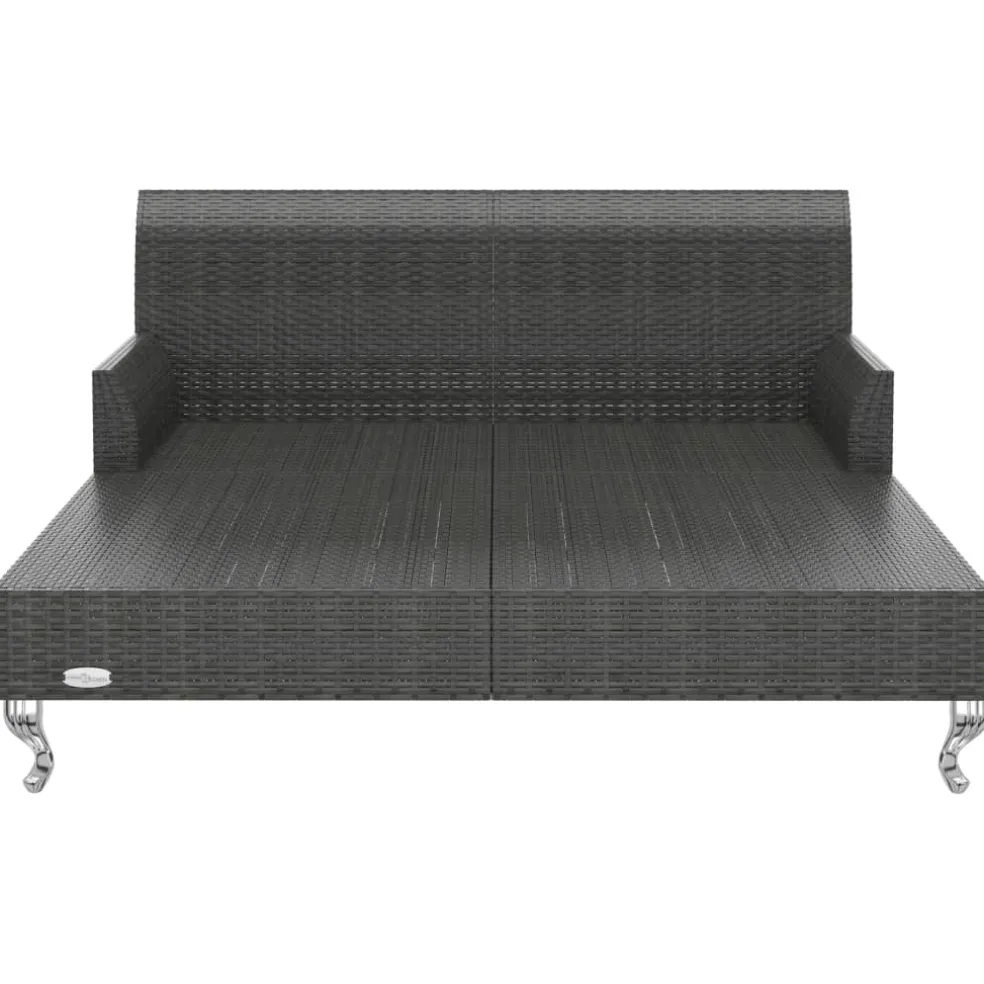 vidaXL Ligbed met kussens 2-persoons poly rattan zwart