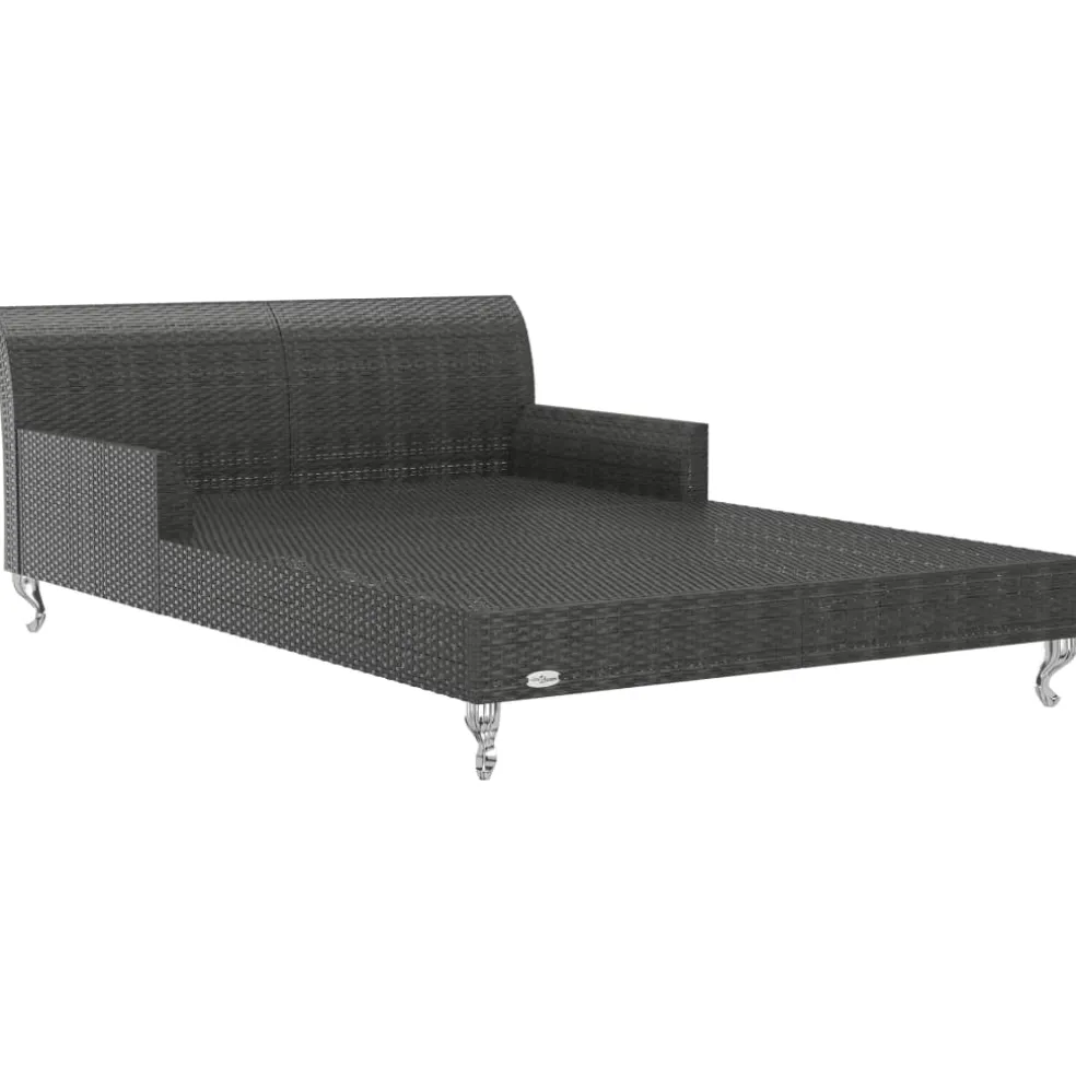 vidaXL Ligbed met kussens 2-persoons poly rattan zwart