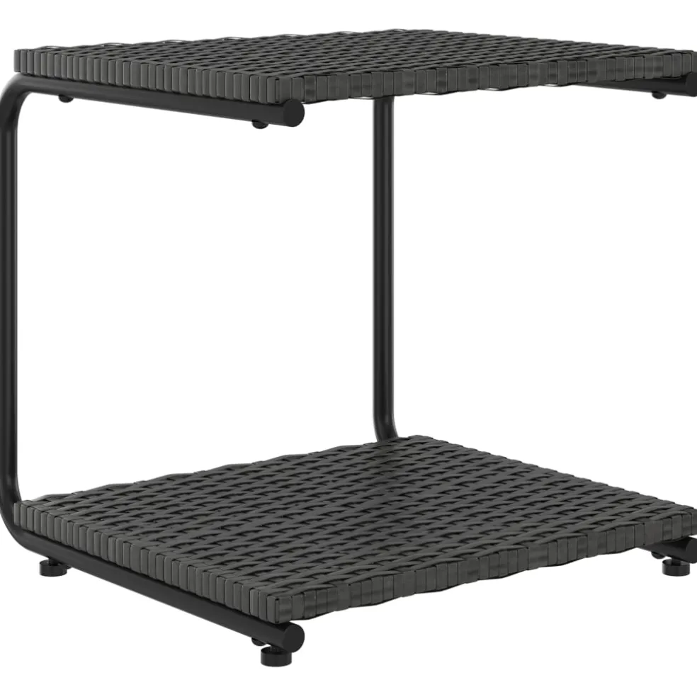 vidaXL Ligbed met kussens 2-persoons poly rattan zwart