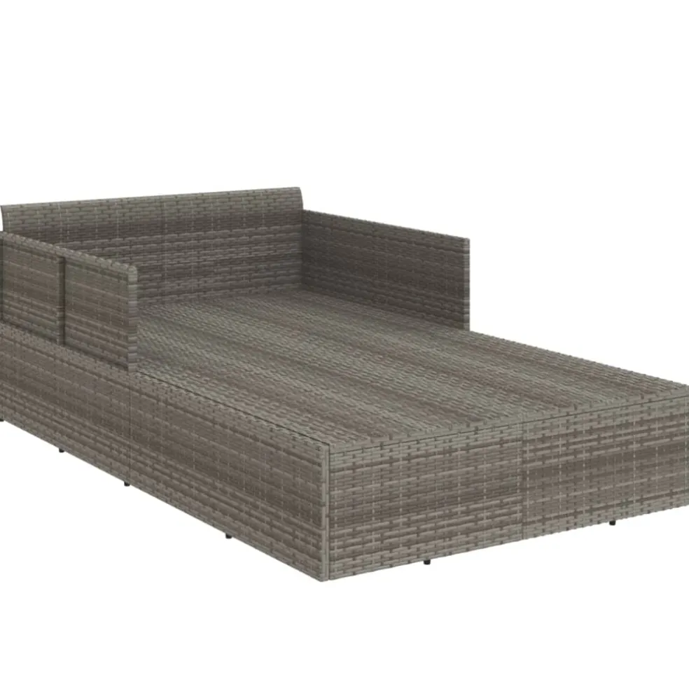 vidaXL Ligbed met kussens 182x118x63 cm poly rattan grijs