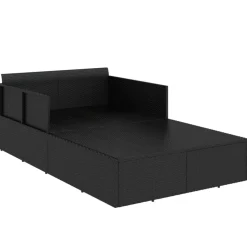 vidaXL Ligbed met kussens 182x118x63 cm poly rattan zwart