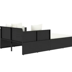 vidaXL Ligbed met kussens 182x118x63 cm poly rattan zwart