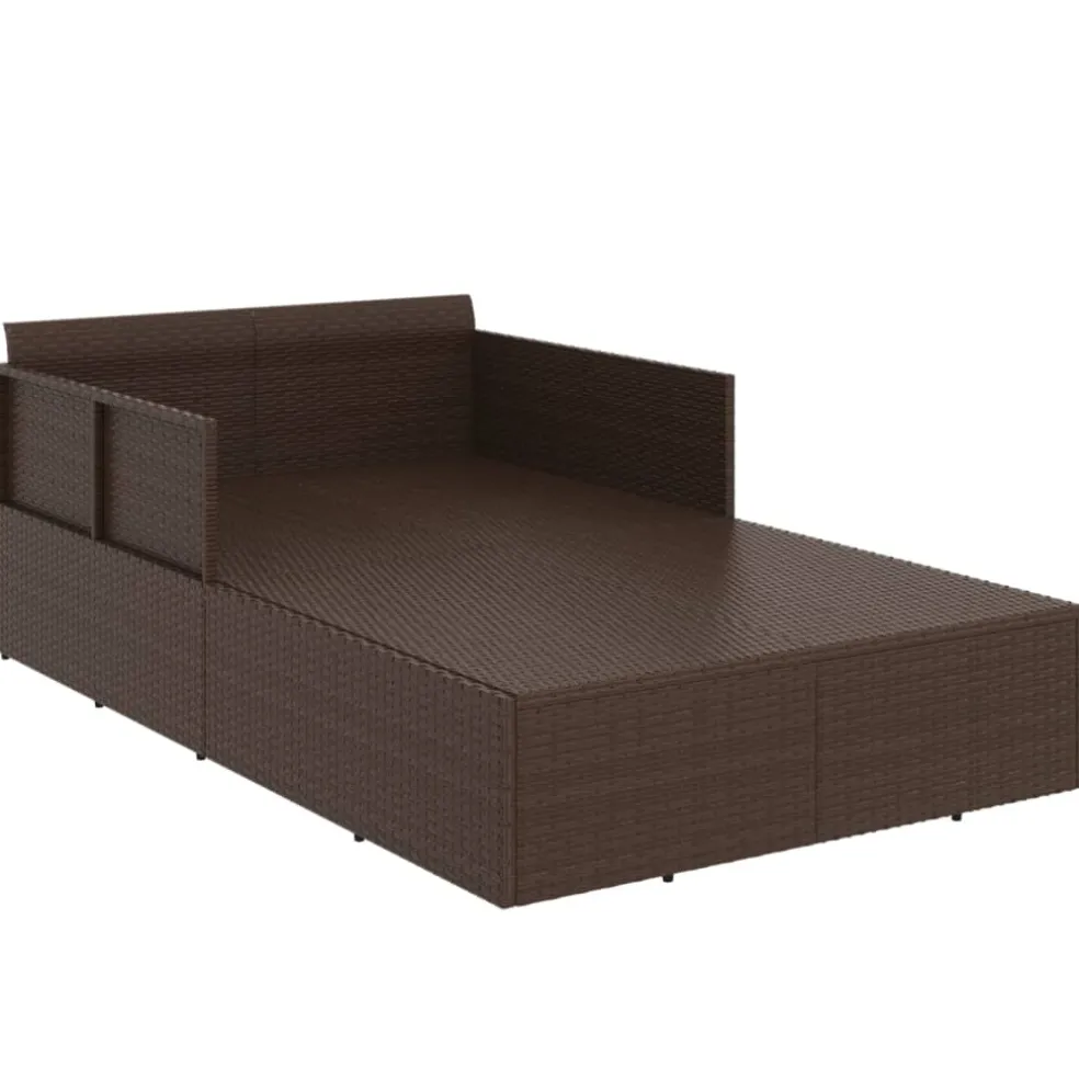 vidaXL Ligbed met kussens 182x118x63 cm poly rattan bruin