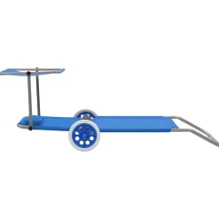 vidaXL Ligbed met luifel en wieltjes inklapbaar staal blauw