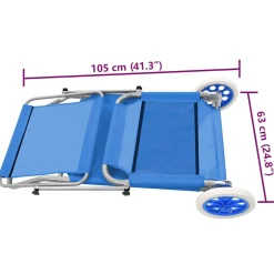 vidaXL Ligbed met luifel en wieltjes inklapbaar staal blauw