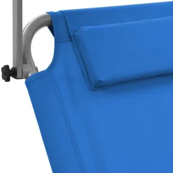 vidaXL Ligbed met luifel en wieltjes inklapbaar staal blauw