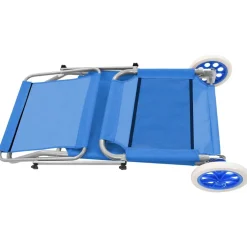 vidaXL Ligbed met luifel en wieltjes inklapbaar staal blauw