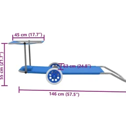 vidaXL Ligbed met luifel en wieltjes inklapbaar staal blauw