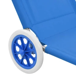 vidaXL Ligbed met luifel en wieltjes inklapbaar staal blauw