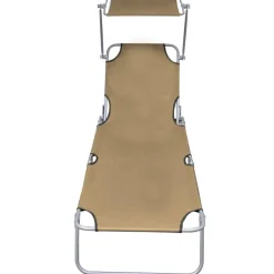 vidaXL Ligbed met luifel inklapbaar staal taupe