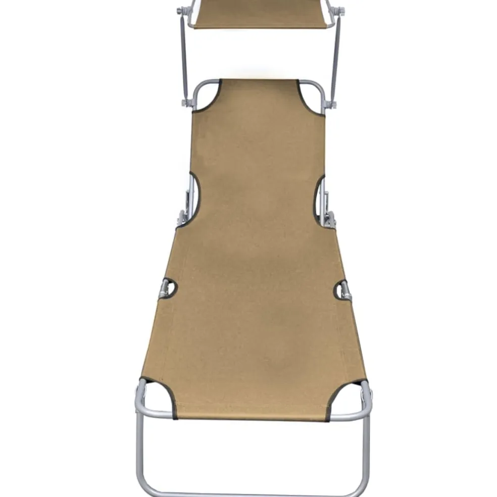 vidaXL Ligbed met luifel inklapbaar staal taupe