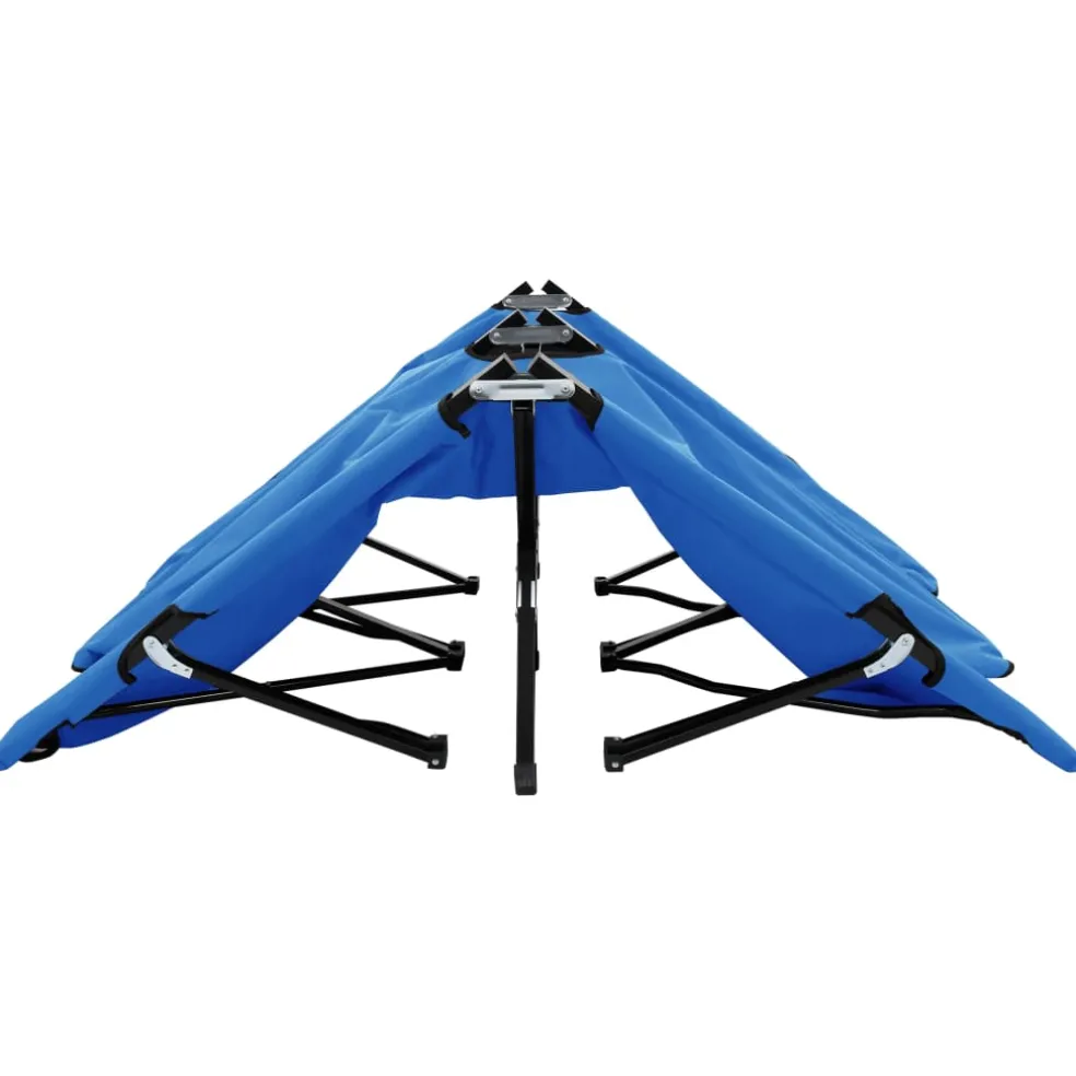vidaXL Ligbed 2-persoons inklapbaar staal blauw