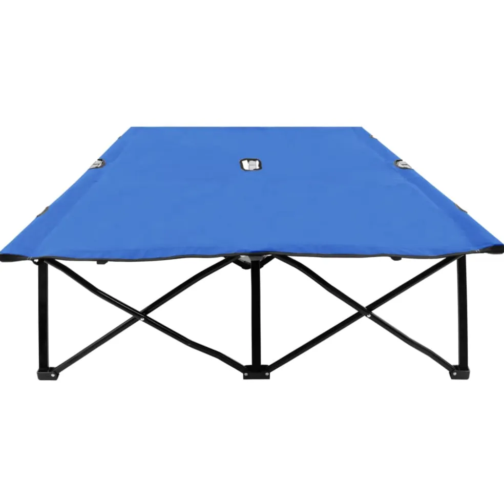 vidaXL Ligbed 2-persoons inklapbaar staal blauw