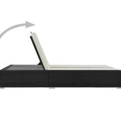 vidaXL Ligbed tweepersoons poly rattan zwart