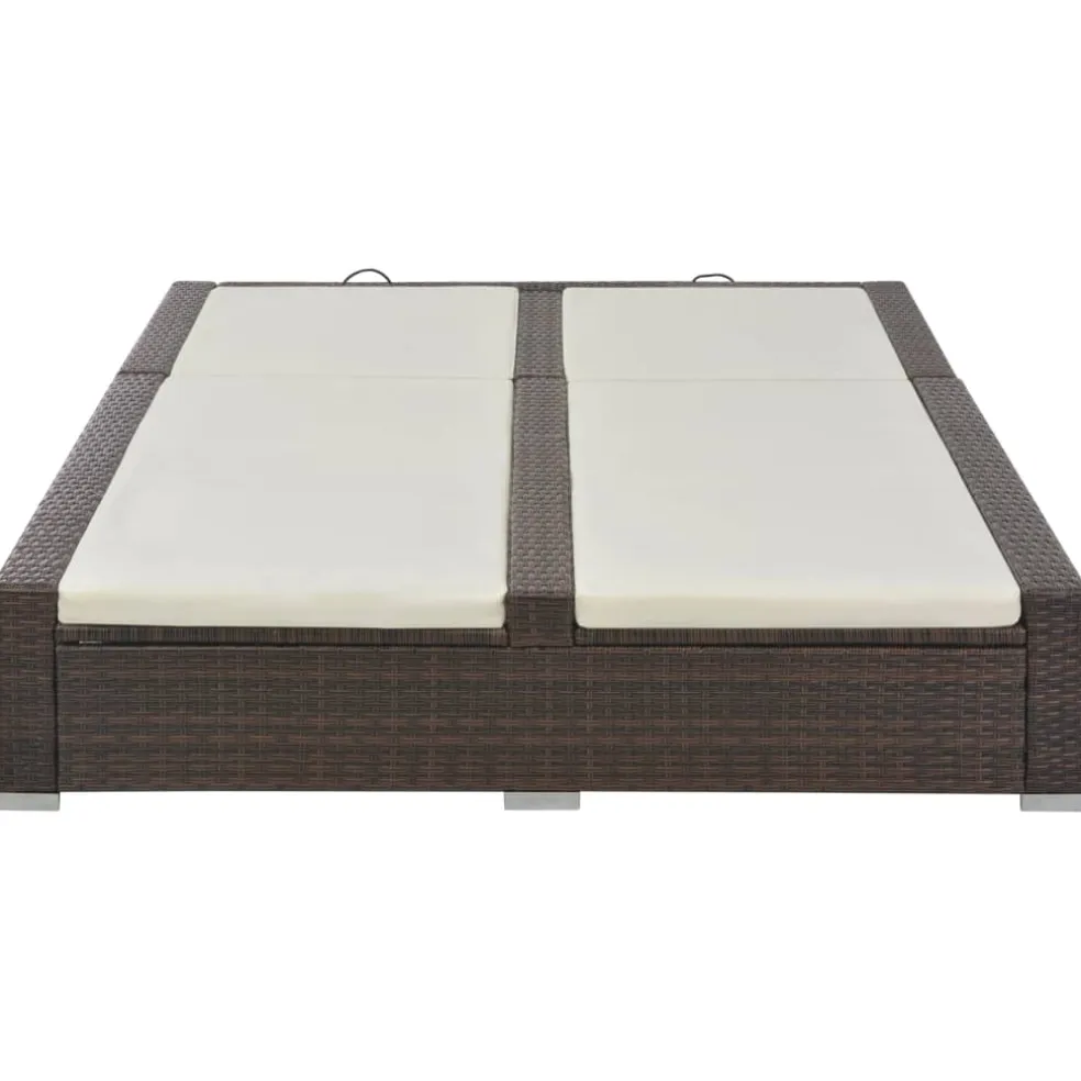 vidaXL Ligbed tweepersoons poly rattan bruin