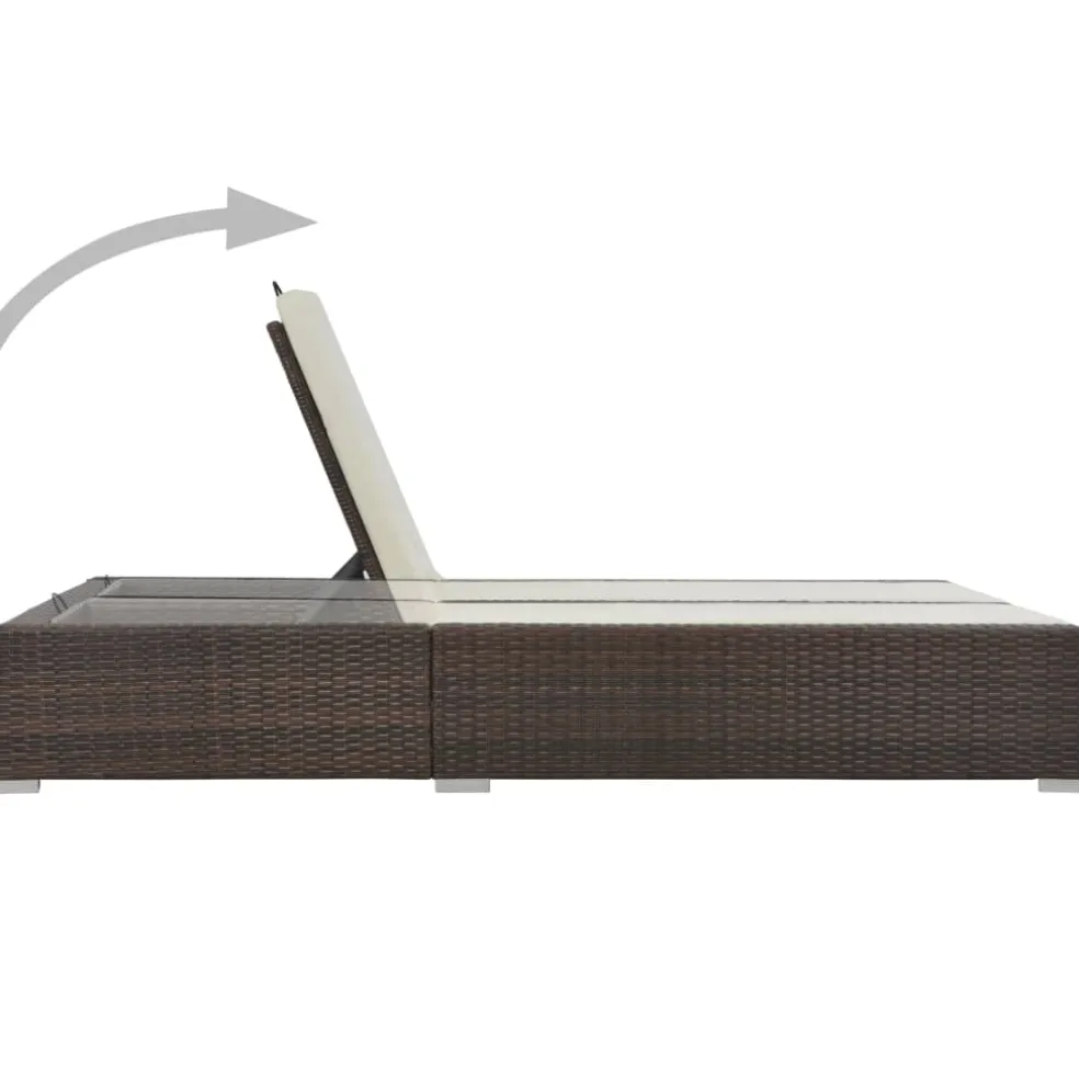 vidaXL Ligbed tweepersoons poly rattan bruin