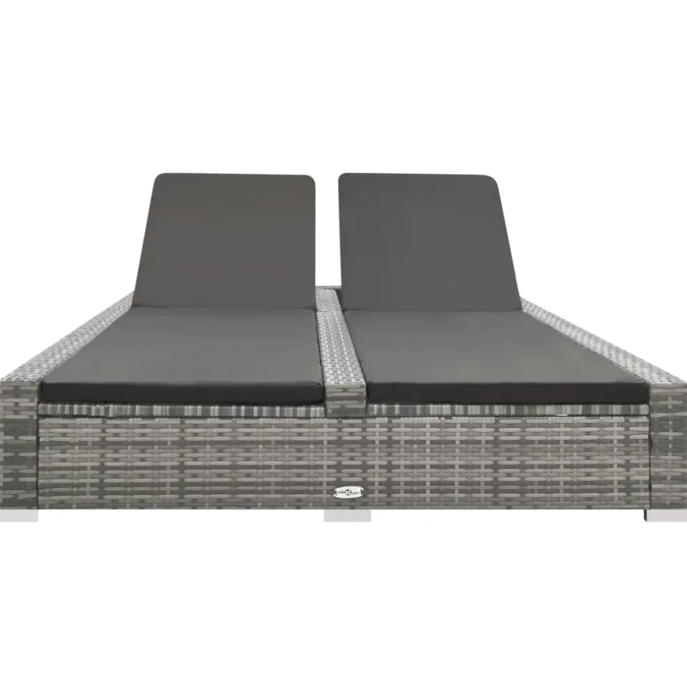 vidaXL Ligbed tweepersoons poly rattan grijs