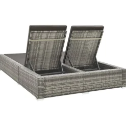 vidaXL Ligbed tweepersoons poly rattan grijs