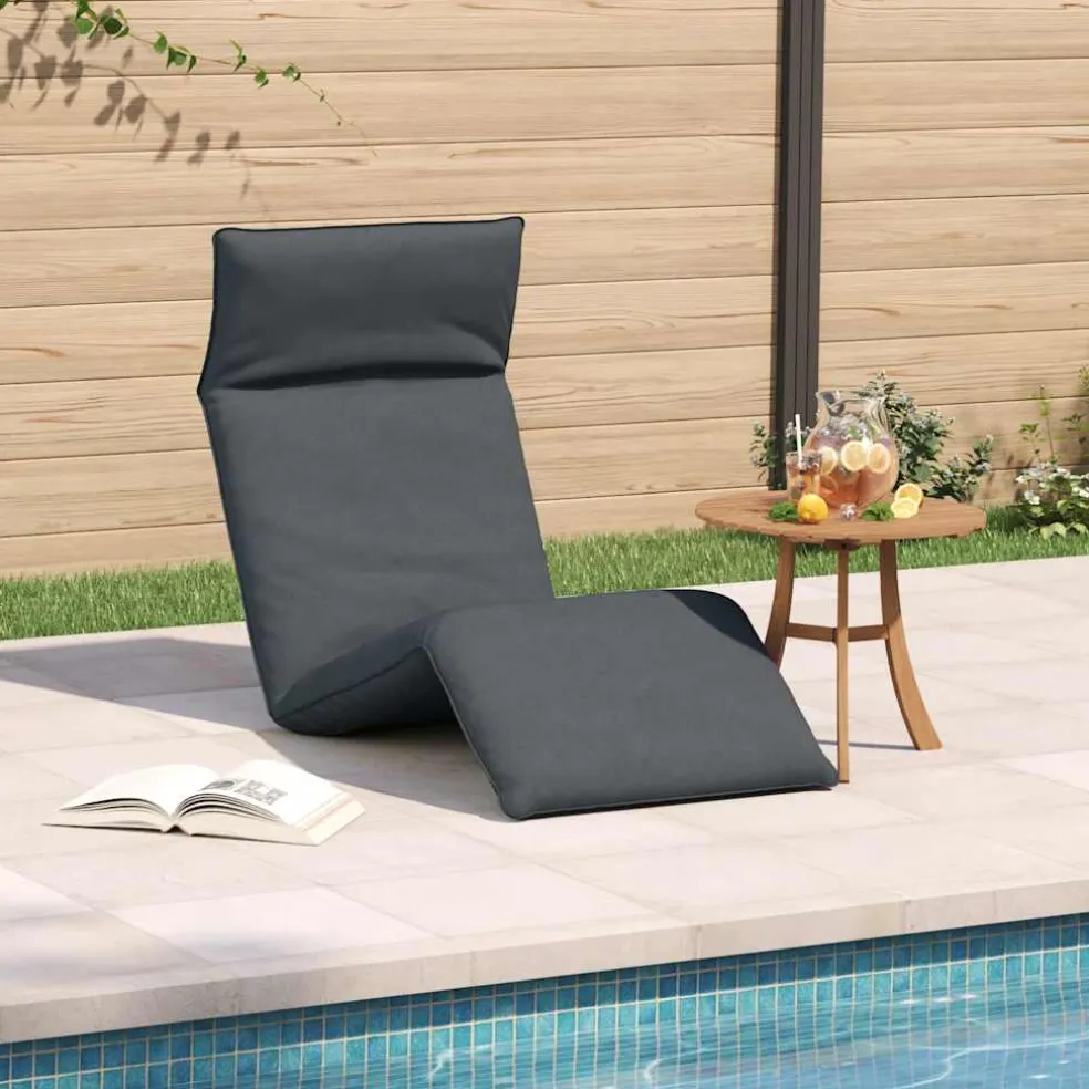 vidaXL Ligstoel inklapbaar 175x54x8,5 cm Oxford stof antracietkleurig