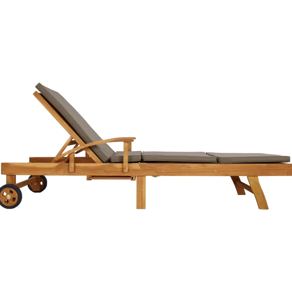 vidaXL Ligstoel met Kussen 100% Polyester Massief Teak