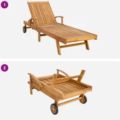 vidaXL Ligstoel met Kussen 100% Polyester Massief Teak