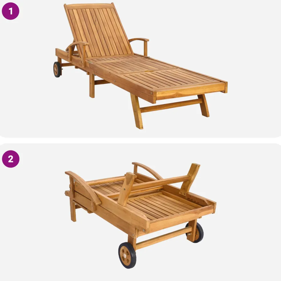 vidaXL Ligstoel met Kussen 100% Polyester Massief Teak