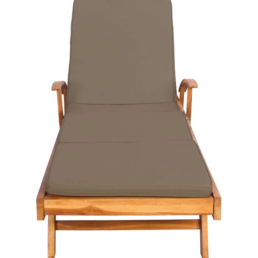 vidaXL Ligstoel met Kussen 100% Polyester Massief Teak