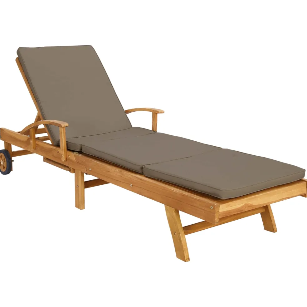vidaXL Ligstoel met Kussen 100% Polyester Massief Teak