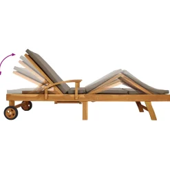 vidaXL Ligstoel met Kussen 100% Polyester Massief Teak