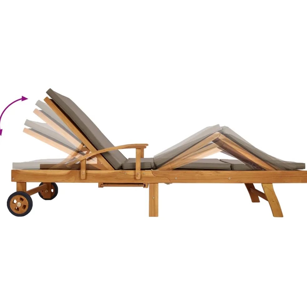 vidaXL Ligstoel met Kussen 100% Polyester Massief Teak