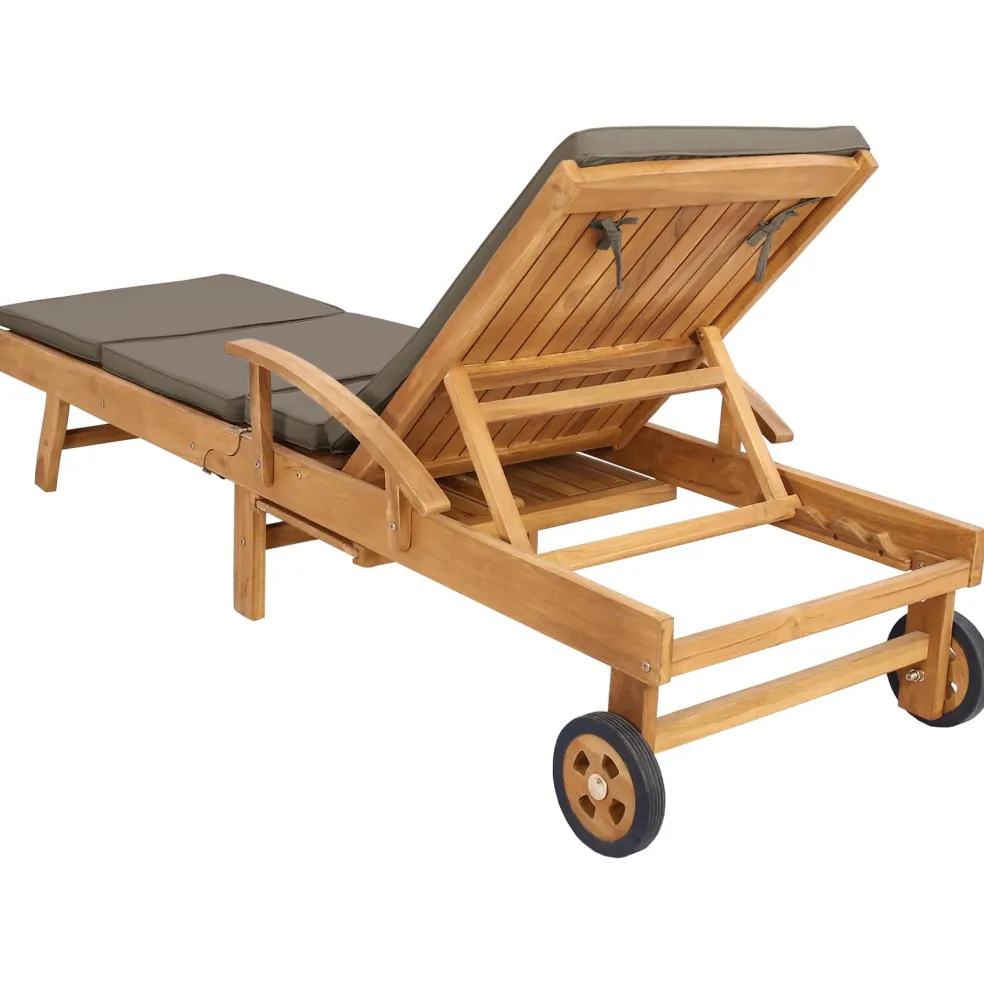 vidaXL Ligstoel met Kussen 100% Polyester Massief Teak