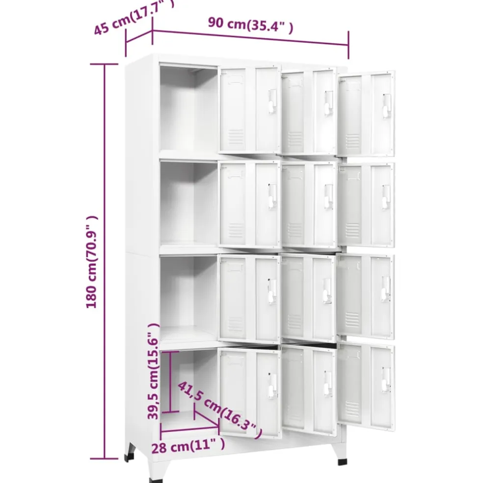 vidaXL Lockerkast met 12 compartimenten 90x45x180 cm