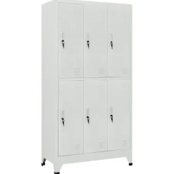 vidaXL Lockerkast met 6 vakken 90x45x180 cm staal grijs