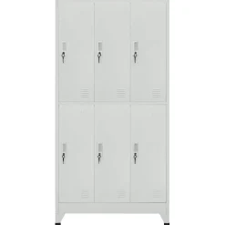 vidaXL Lockerkast met 6 vakken 90x45x180 cm staal grijs