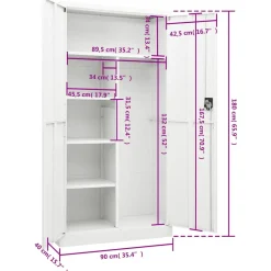 vidaXL Lockerkast 90x40x180 cm staal wit