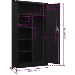 vidaXL Lockerkast 90x40x180 cm staal zwart