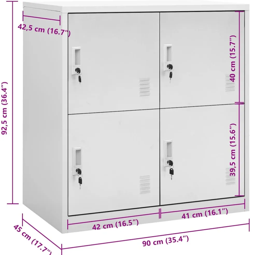 vidaXL Lockerkast 90x45x92,5 cm staal lichtgrijs