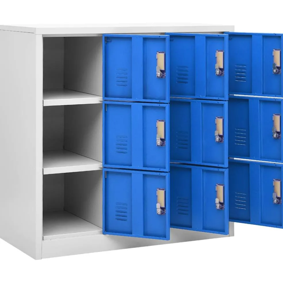 vidaXL Lockerkast 90x45x92,5 cm staal lichtgrijs en blauw