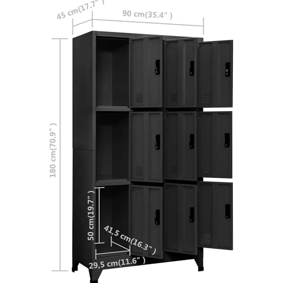 vidaXL Lockerkast 90x45x180 cm staal antracietkleurig