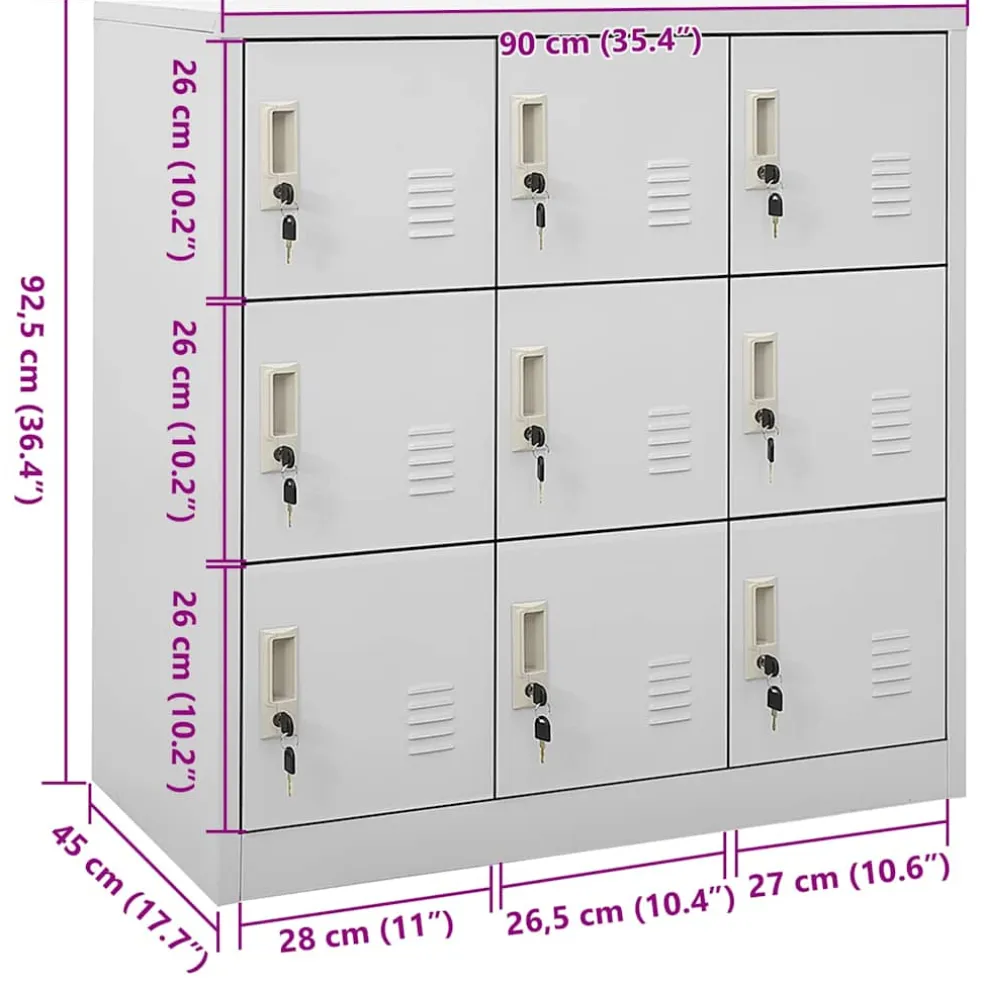 vidaXL Lockerkast 90x45x92,5 cm staal lichtgrijs